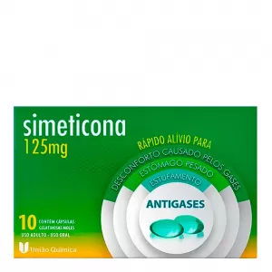Antigases Simeticona 125mg Genérico União Química 10 Cápsulas